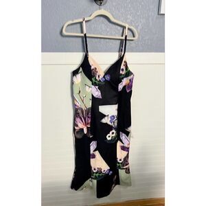Bariano Black Floral Sweetheart Formal Mini Dress